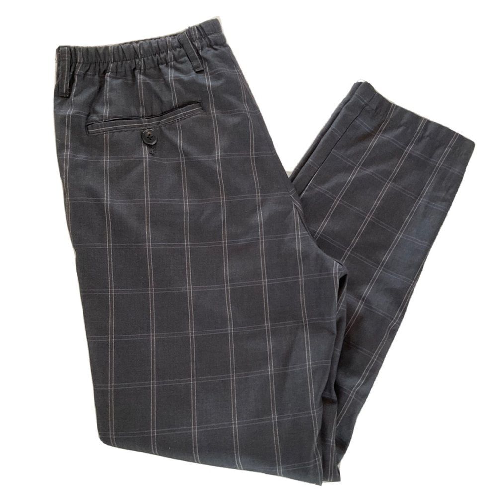 HARE Japan Men’s M (31x28.5) Pants Gray Maroon Checked Lined Casual Trouser